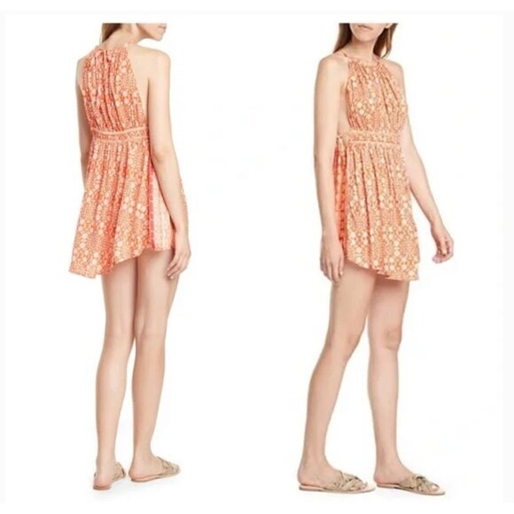 Free people NWT Mid summer floral prints days tunic dress in orange , Size M - Picture 1 of 11